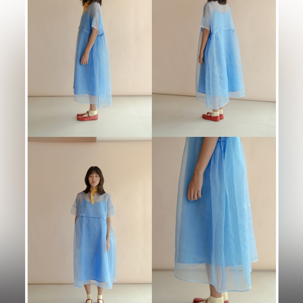 Runaway Bicycle Clover Dress in Blue S/M